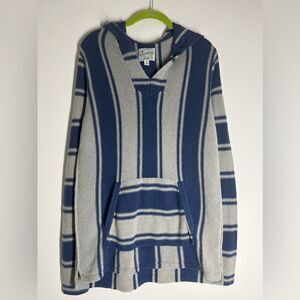 Lucky Brand Gray & Blue Cascade Stripe Cotton Hoodi Size M